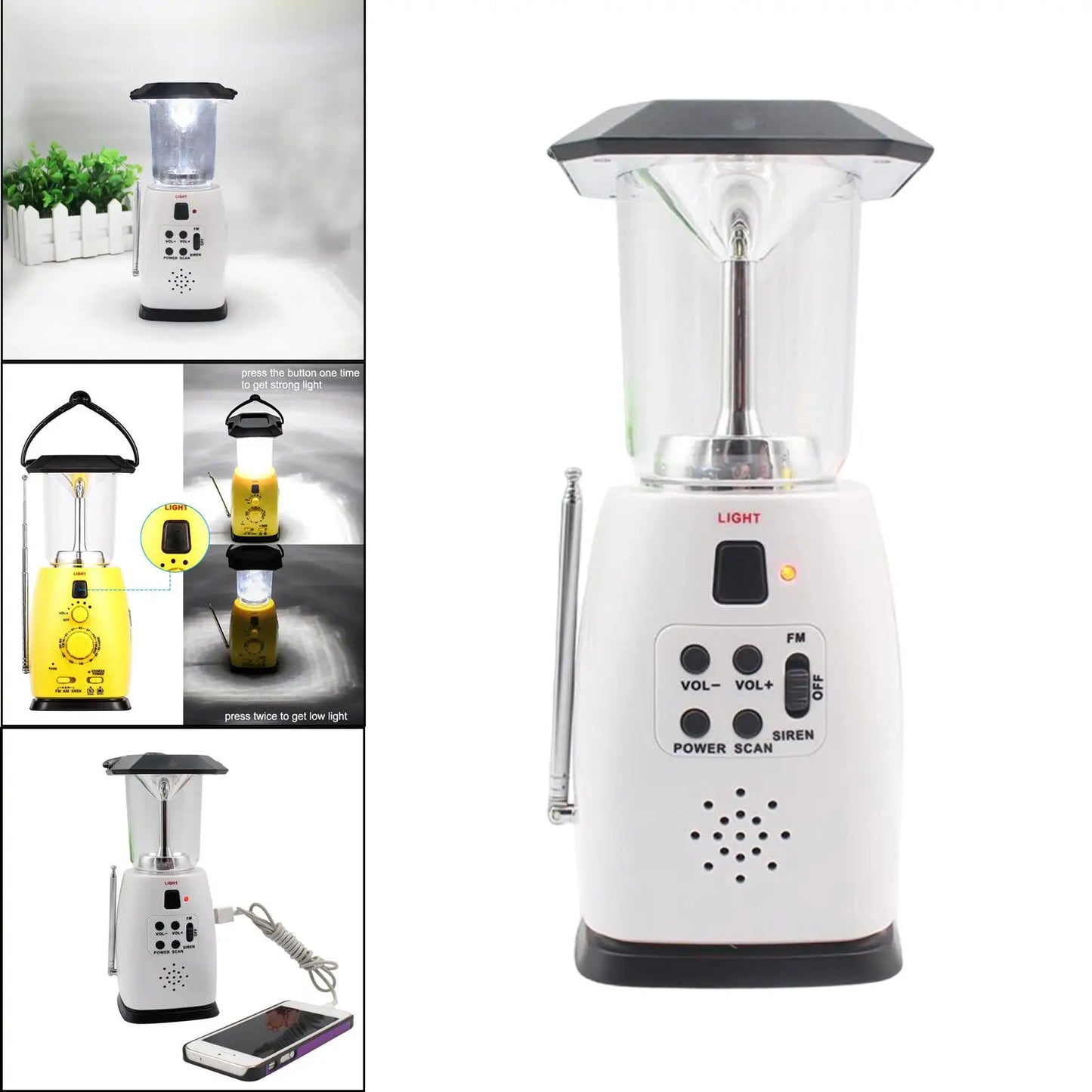 Emergency Solar Wind Up Hand Crank 8 LED Flashlight FM/AM Weather Radio