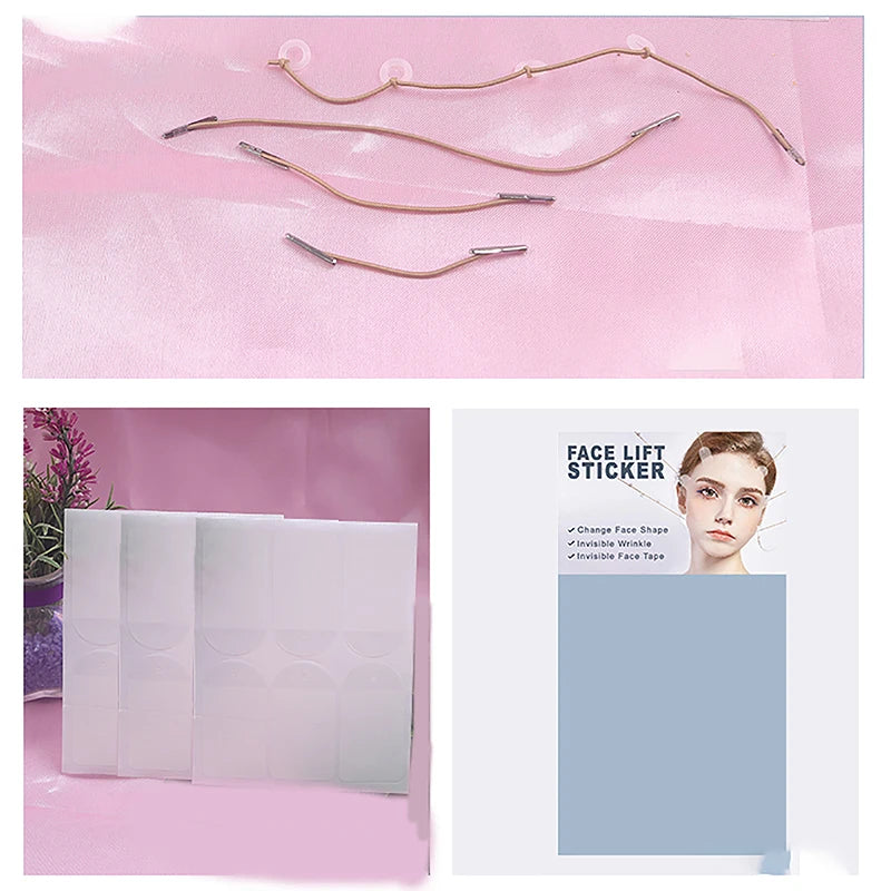 Face Lifting Tapes With Lifting Rope Sets Instant Face Lift Sticker Face Neck Lifting Stickers Sets Silicone Anti-Wrinkle Pad