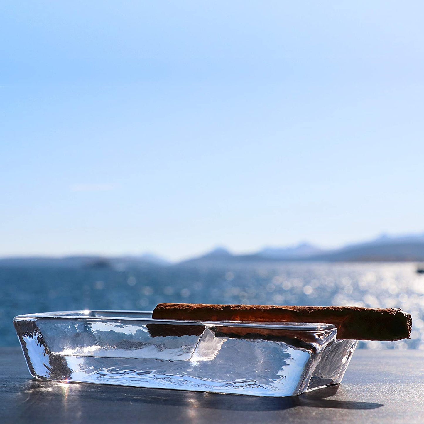 Cigar Ashtray Handmade Crystal Glass Windproof Design and Heavyweight